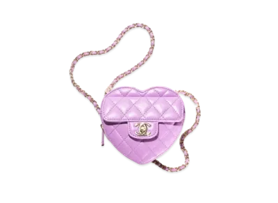 CHANEL Heart Chain Clutch Bag Lambskin "Purple"