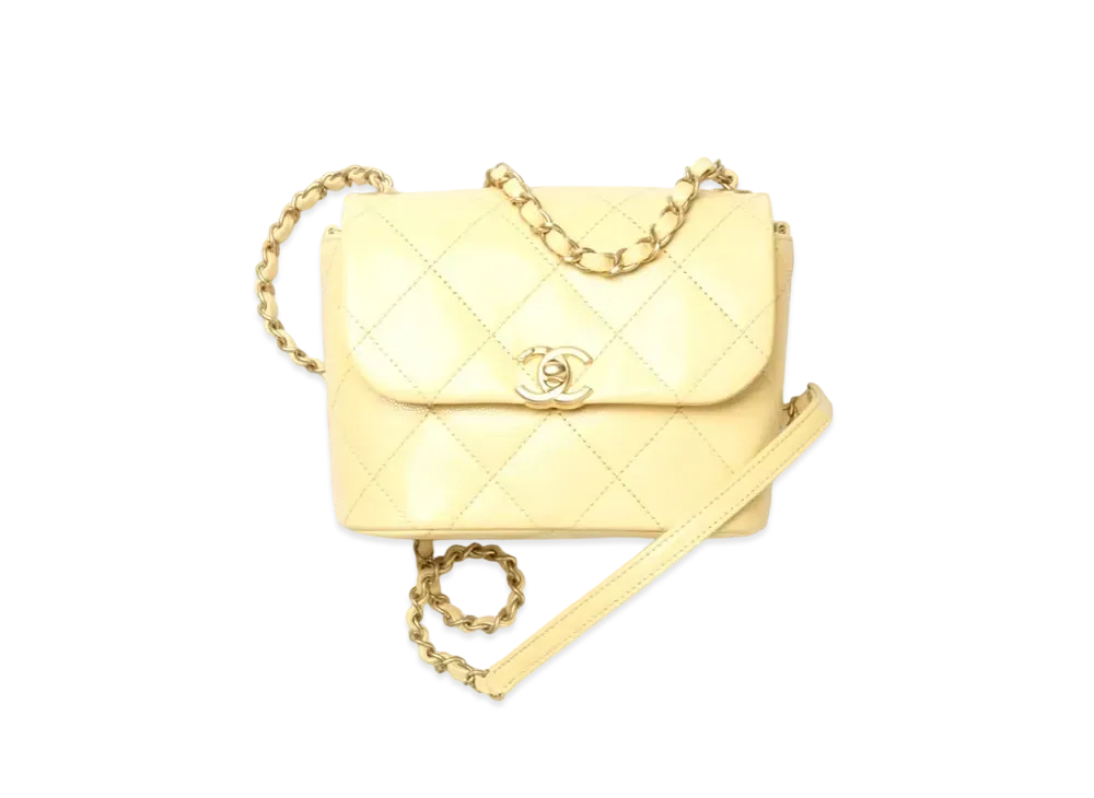 CHANEL Mini Flap Bag Grained Calfskin "Light Yellow"