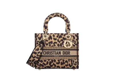Dior Lady D-Lite Medium Bag Mizza Embroidery "Leopard"