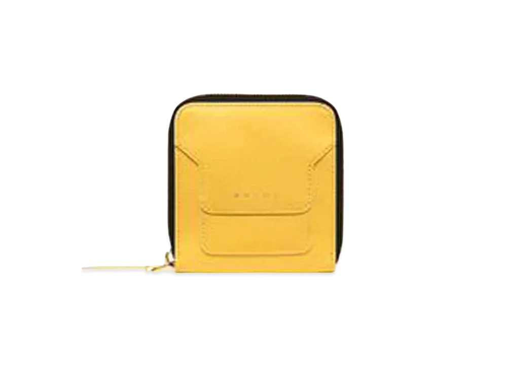 Marni Square Zip Around Wallet in Coloured Saffiano Calf Leather "Mono"