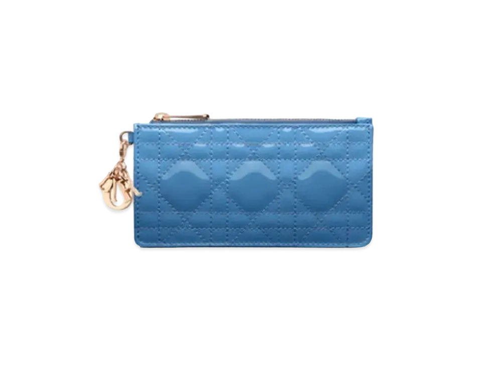 Dior Lady Dior Small Zip Card Holder Cornflower Blue Patent Cannage Calfskin Japan Exclusive "Cornflower Blue"