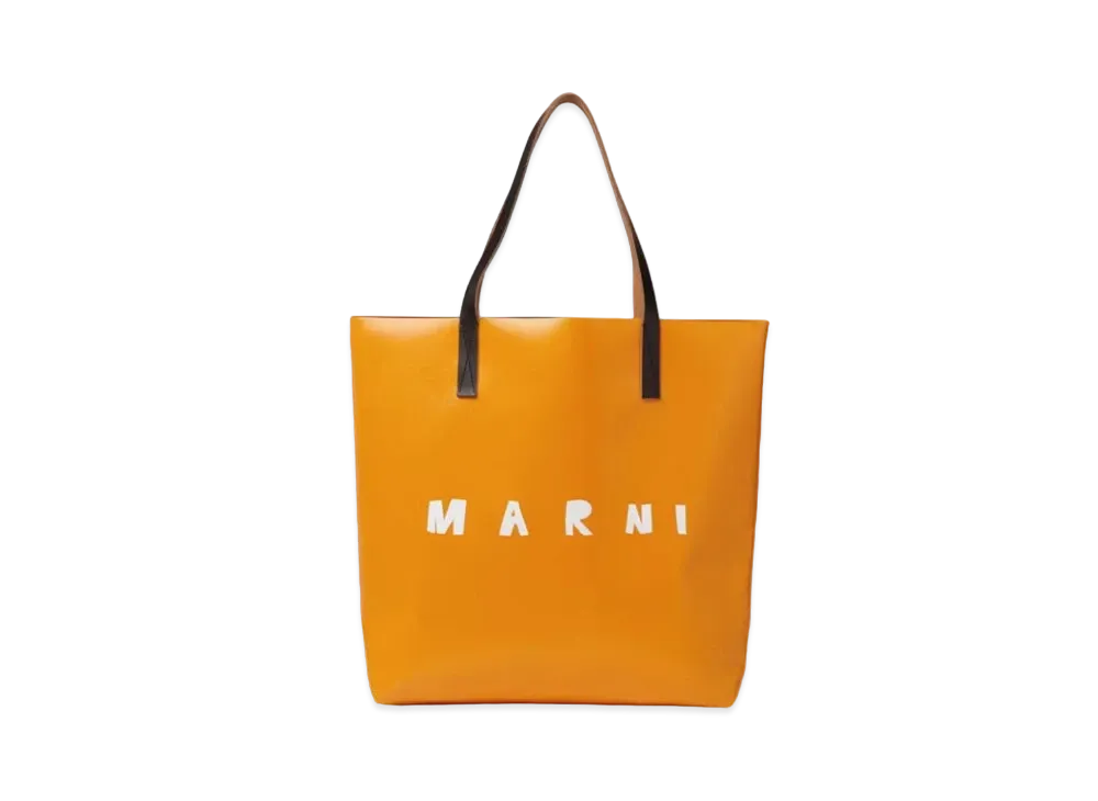 Marni Red And Orange Tribeca Shopping Bag With Marni Logo "Indian Orange/Lily White/Red/Black"