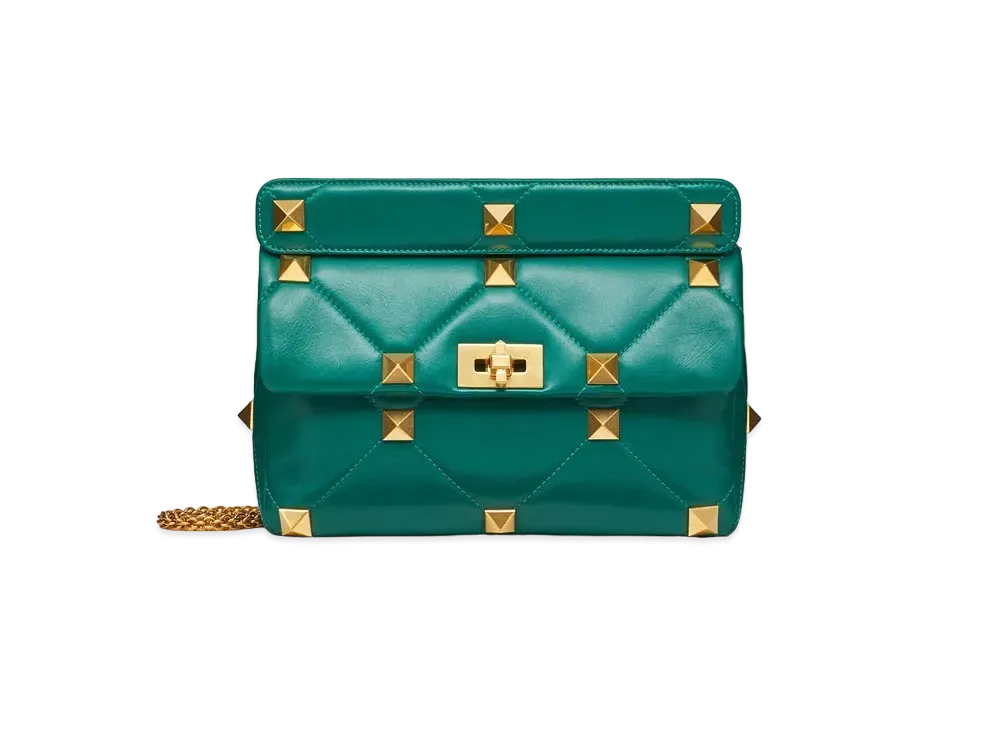 Valentino Large Roman Stud The Shoulder Bag In Nappa With Chain "Jungle"
