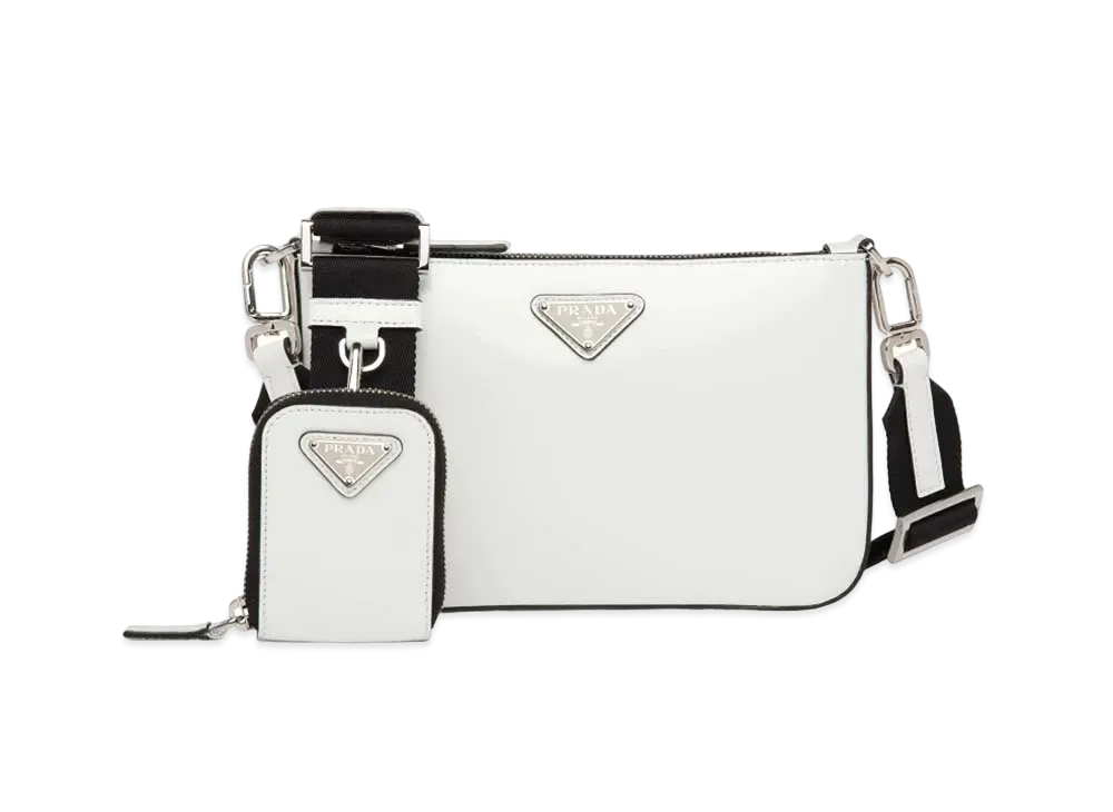 PRADA Brushed Leather Shoulder Bag "White"