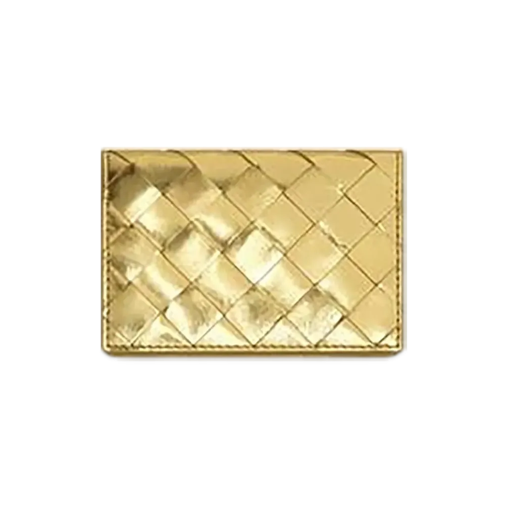 Bottega Veneta Intrecciato Business Card Case "Gold"