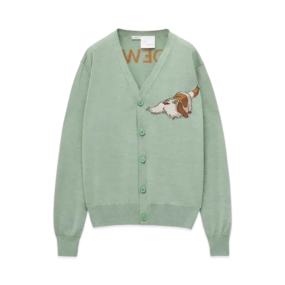 LOEWE x Howl's Moving Castle Heen Cardigan In Wool "Aniseed Green"