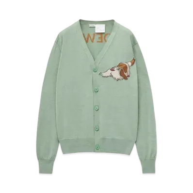 LOEWE x Howl's Moving Castle Heen Cardigan In Wool "Aniseed Green"