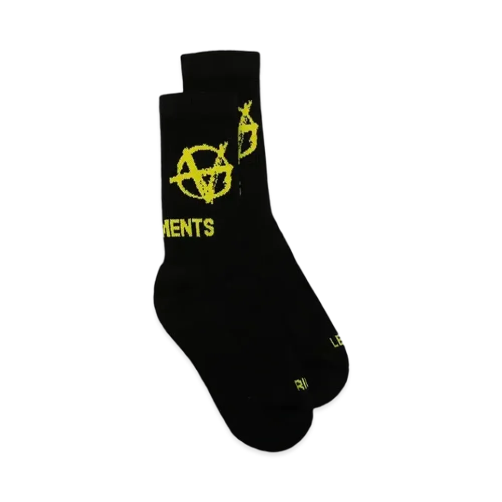 VETEMENTS Print Socks "Black Neon Green"