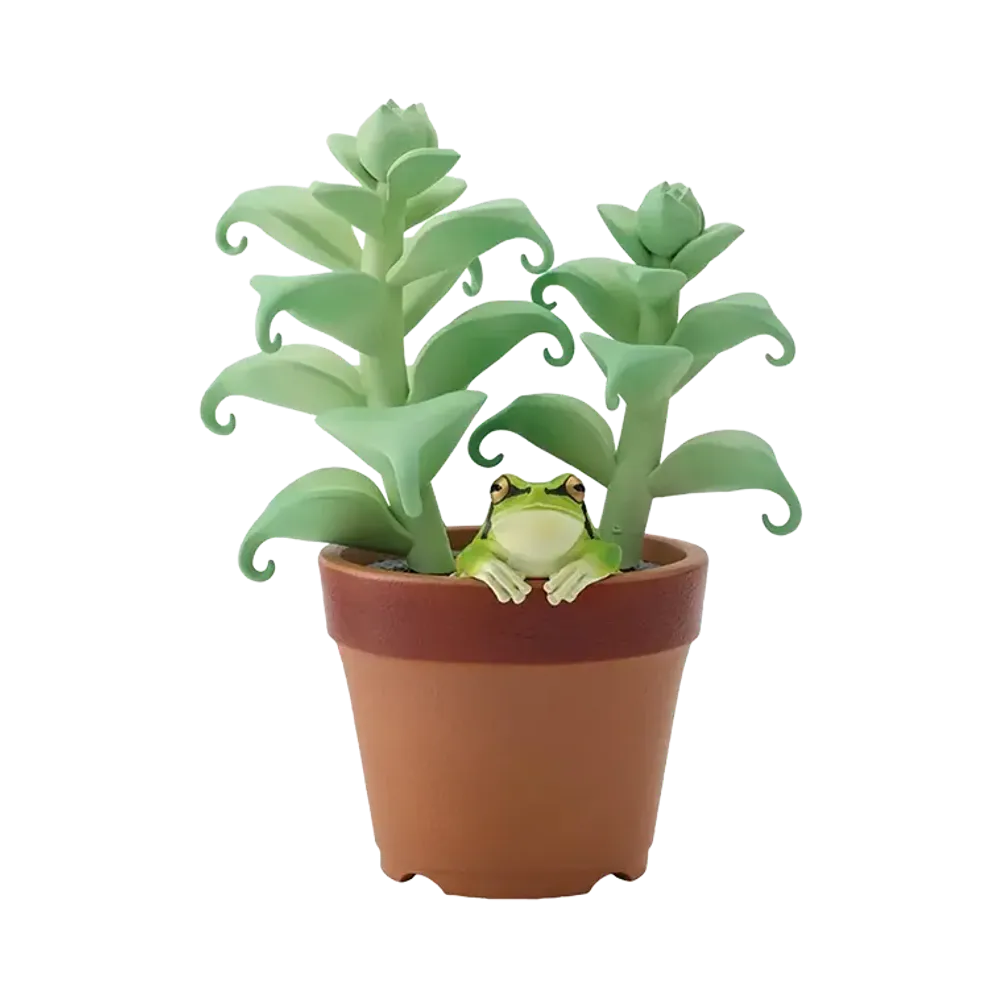 BANDAI "Ichiban Kuji" -Reptiles & Amphibians ~Tiny Friends~ vol.3- C Prize Japanese Tree Frog and Houseplant Accessory Stand