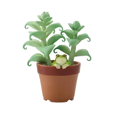 BANDAI "Ichiban Kuji" -Reptiles & Amphibians ~Tiny Friends~ vol.3- C Prize Japanese Tree Frog and Houseplant Accessory Stand
