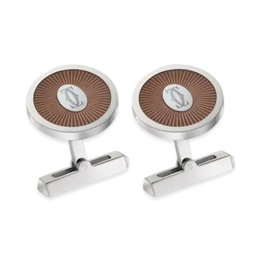 Cartier Double C de Cartier Cufflinks "Sterling Silver/Palladium/Brown"