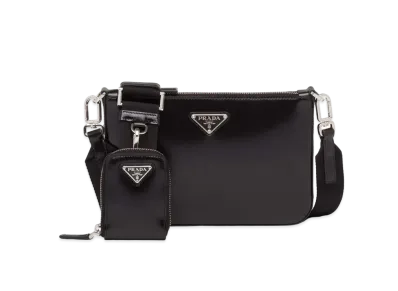 PRADA Brushed Leather Shoulder Bag "Black"