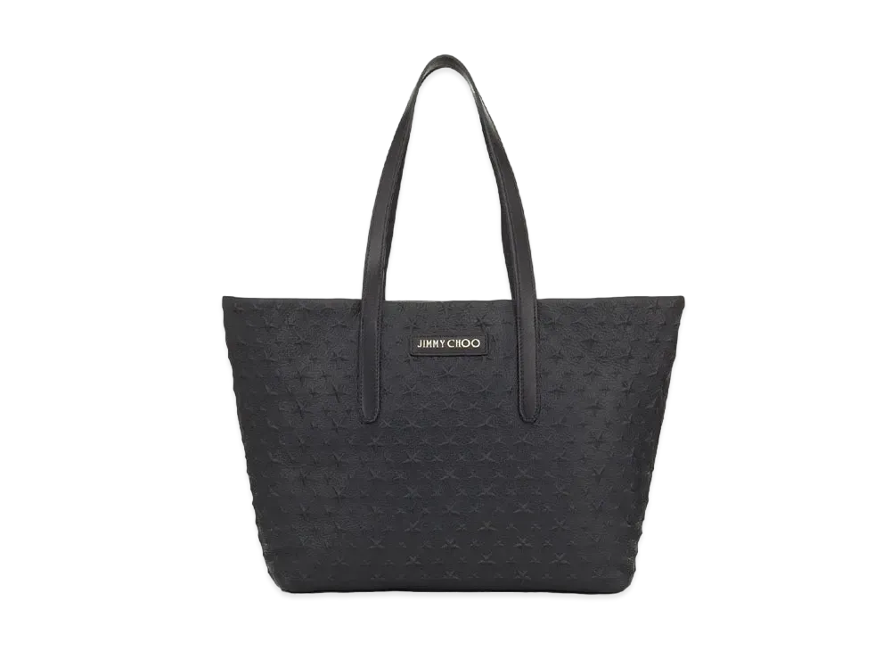 Jimmy Choo Sofia/M Star Embossed Grainy Leather Tote Bag "Black"