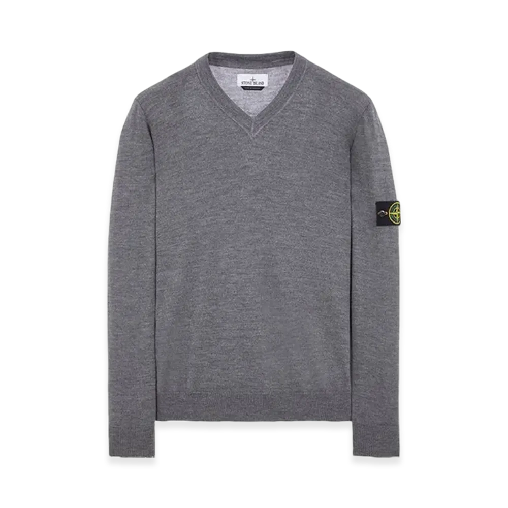 Stone Island 501C4 Pure Light Wool V-Neck Knit - 23FW "Dark Grey Melange"