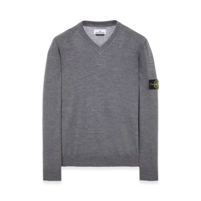 Stone Island 501C4 Pure Light Wool V-Neck Knit - 23FW "Dark Grey Melange"