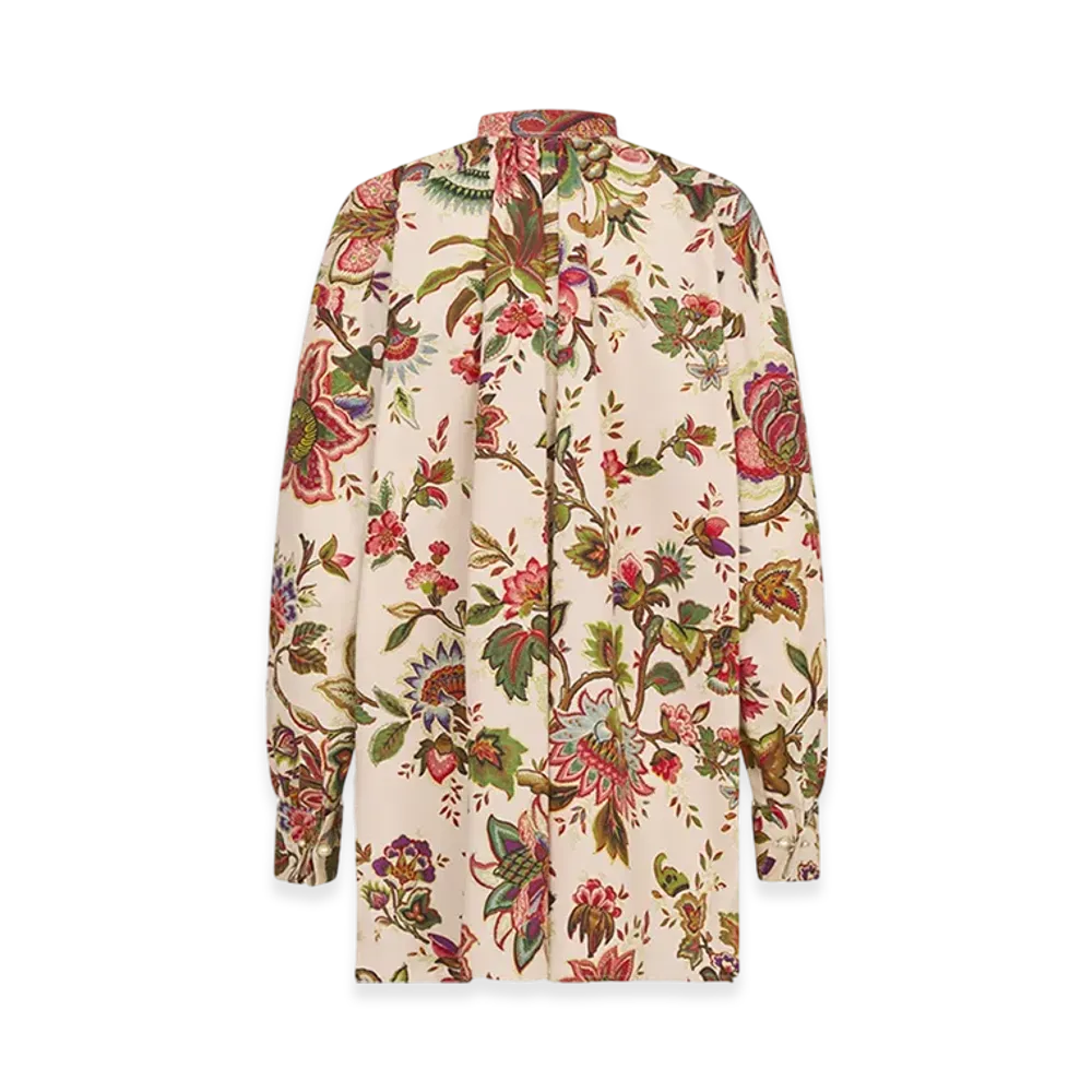 Dior Women's Blouse Silk Poplin Albero della Vita Motif "Multicolor"