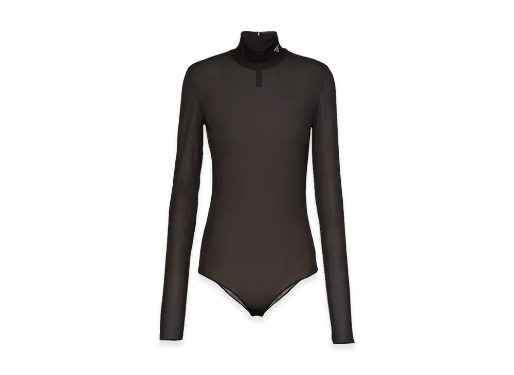 PRADA Women's Gazar Jersey Bodysuit "Black"