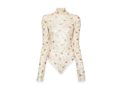 PRADA Women's Printed Nylon Bodysuit "Red"