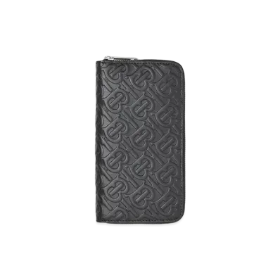 Burberry Monogram Leather Ziparound Wallet "Black"