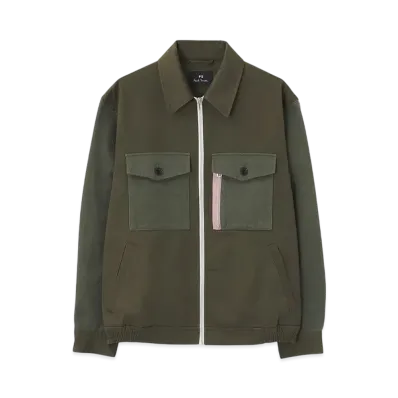 Paul Smith Mixed Texture Zip-Up Blouson "Khaki"