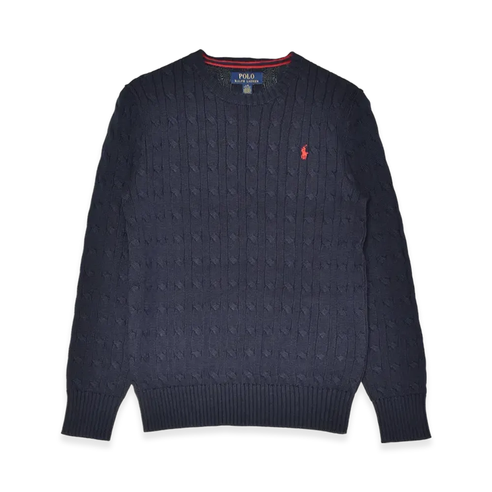 Polo Ralph Lauren Kids LS Cable-Knit Crew Sweater "Navy"