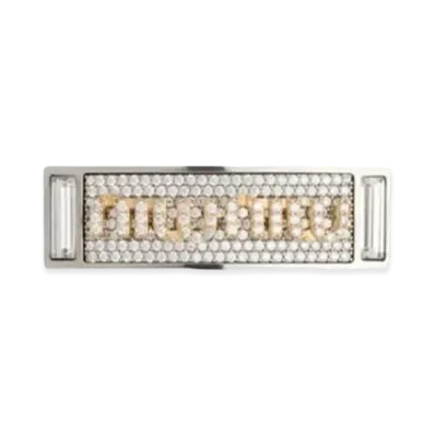 MIU MIU Miu Pave Crystal Study Hair Clip "Dark Gray/Gold"