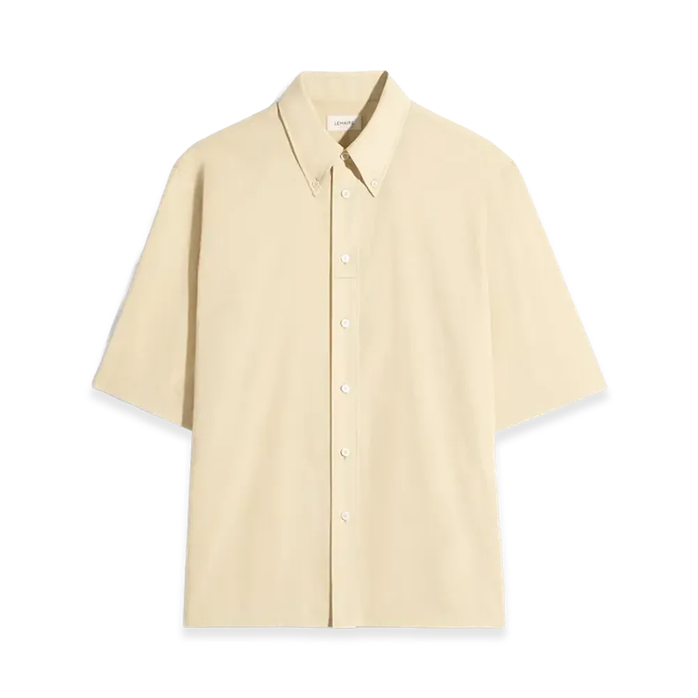 LEMAIRE Washed Cotton Muslin Short Sleeve Shirt "Ice Apricot"