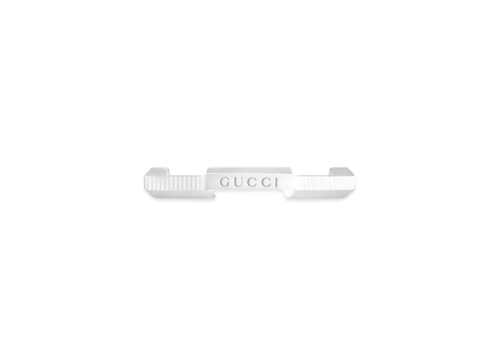 GUCCI Link To Love Striped Ring "Silver"