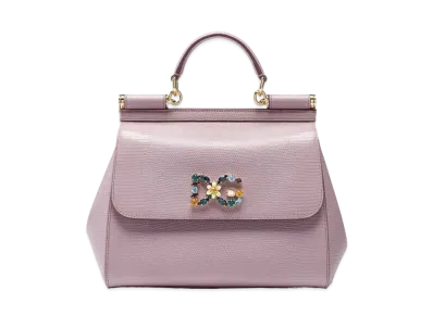 Dolce&Gabbana Sicily Bag Medium Calfskin Ig Anapropy Logo Patch DG Crystal "Pink"