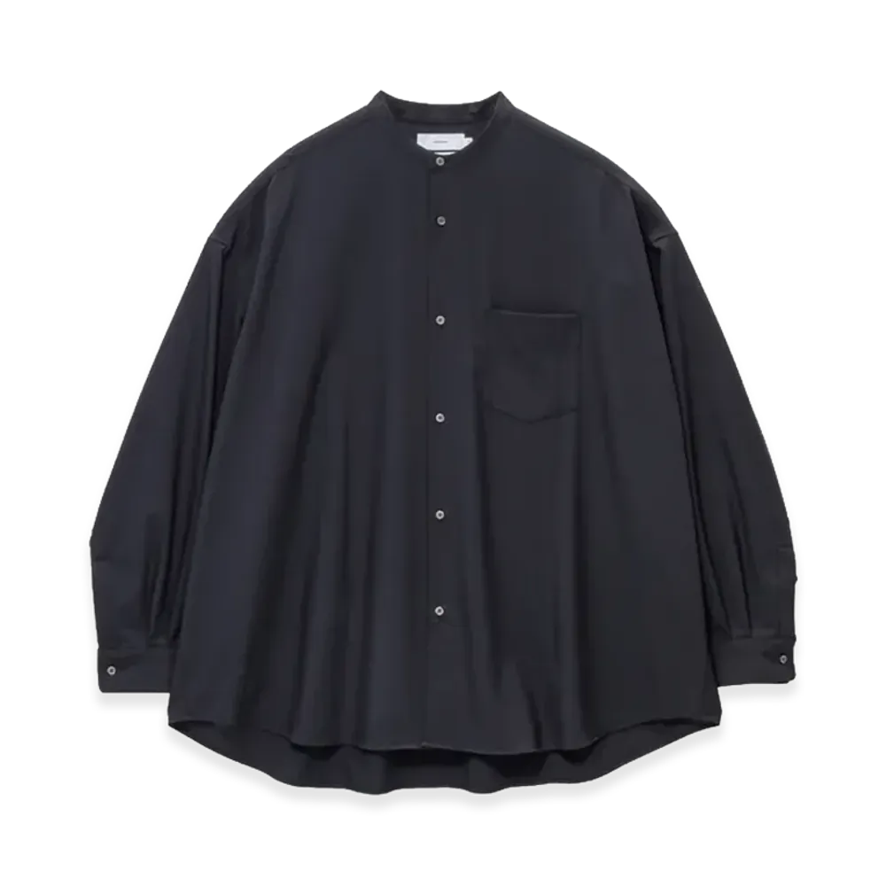 Graphpaper Extra Fine Wool L/S Oversized Band Collar Shirt "Black"