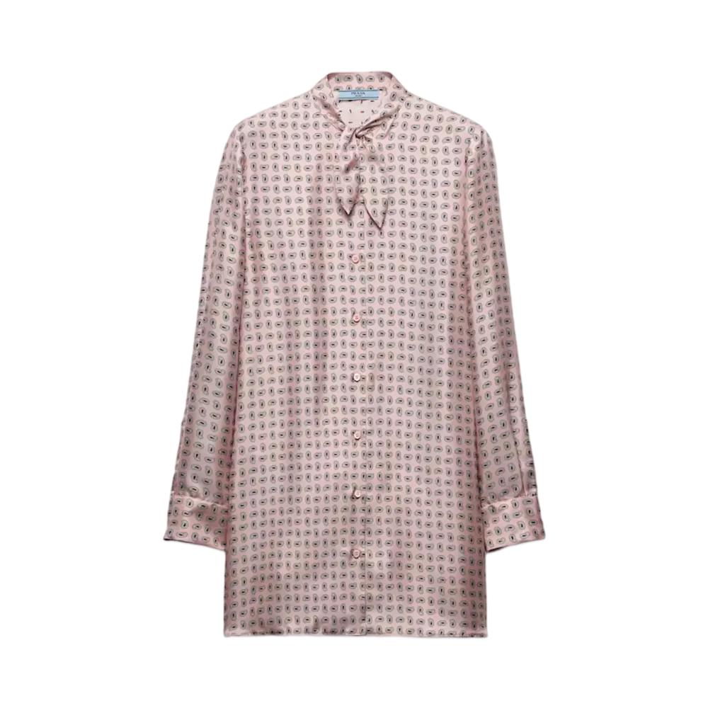 PRADA Women's Printed Silk Twill Mini-Dress "Pink"