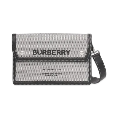 Burberry Horseferry Print Canvas and Leather Crossbody Bag "Black"