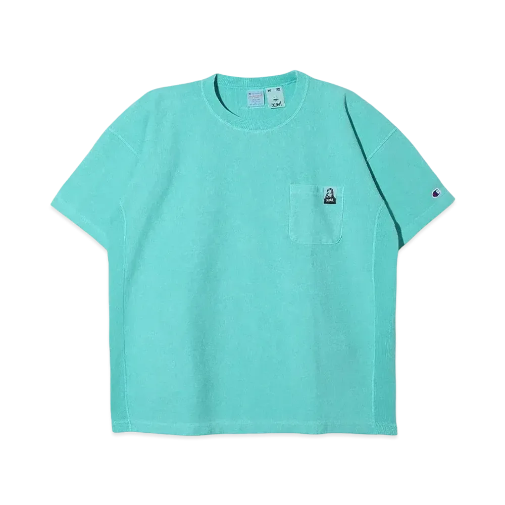 X-Girl x Champion Reverse Weave R Pigment Dyed Pocket S/S Tee "Ltblue"