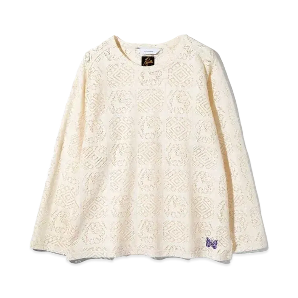 Needles x Sasquatchfabrix. L/S U Neck Tee - Jah Lion Race "Natural"