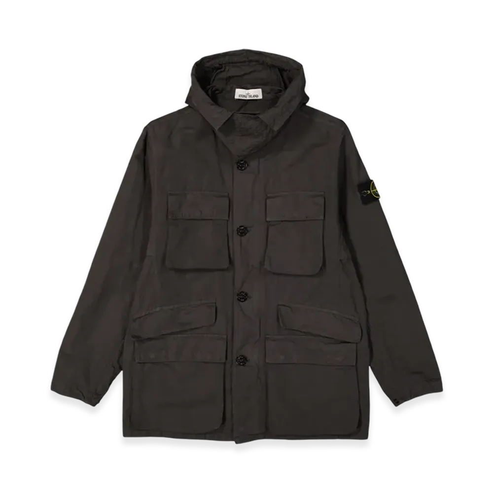 Stone Island 42306 Tela Cotone Lino Fiammato TC Garment Dyed Field Jacket - 22SS "Dark Grey"