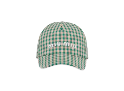 MIU MIU Print Fabric Baseball Cap "Emerald Green"