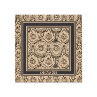 Dior Toile de Jouy Soleil 90 Square Scarf Silk Twill "Beige/Black"