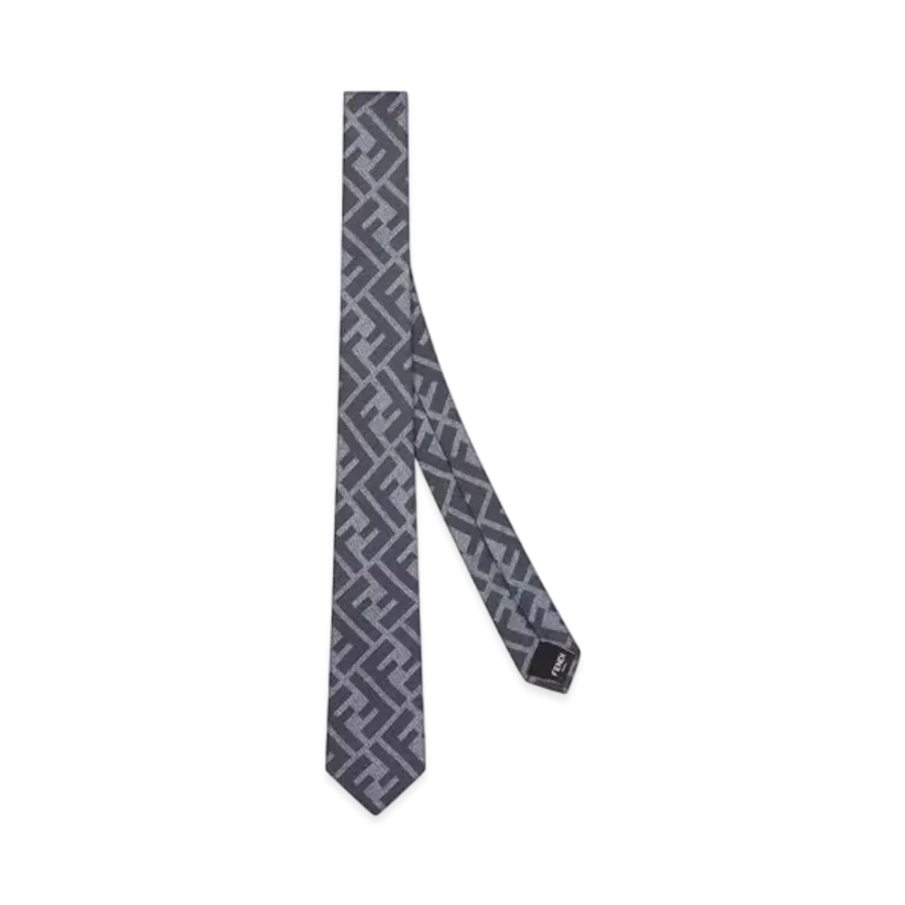 FENDI Tie FF Jacquard Silk "Blue"