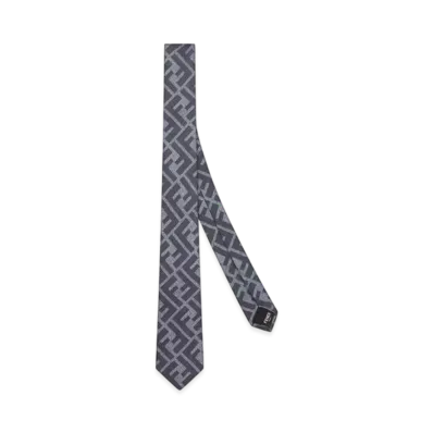 FENDI Tie FF Jacquard Silk "Blue"