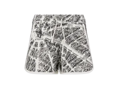 Dior Women's Shorts Organic Jersey Plan Paris Motif "White/Black"