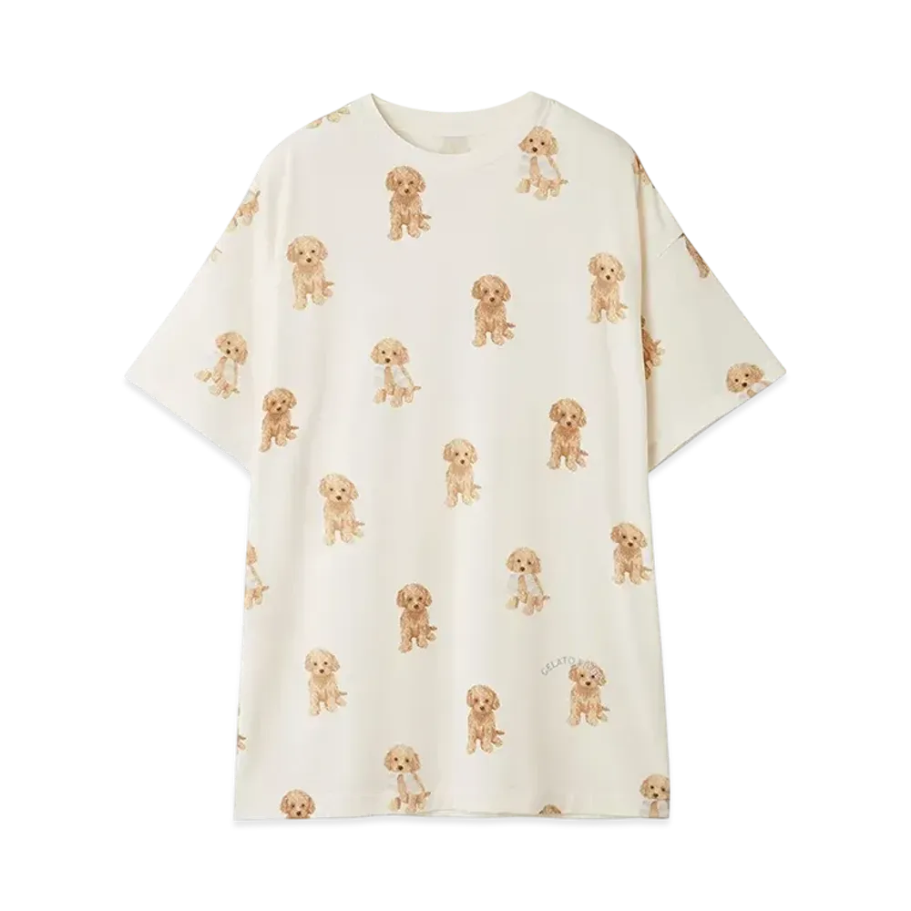 GELATO PIQUE Toy Poodle Pattern Big T-Shirt "Off White"