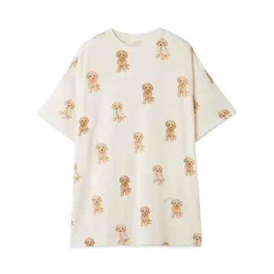GELATO PIQUE Toy Poodle Pattern Big T-Shirt "Off White"
