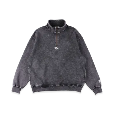 WIND AND SEA Aged Essential Half Zip Sweatshirts "Purple"