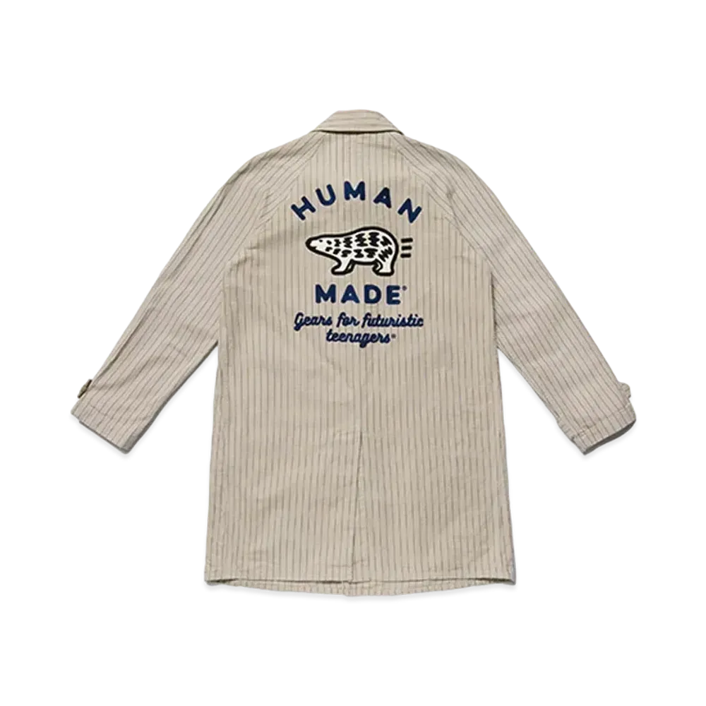 HUMAN MADE STRIPE BALMACAAN COAT "Beige"