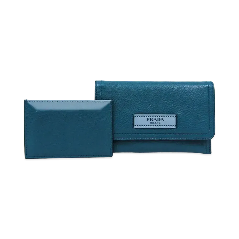PRADA Leather Card Case "Blue"