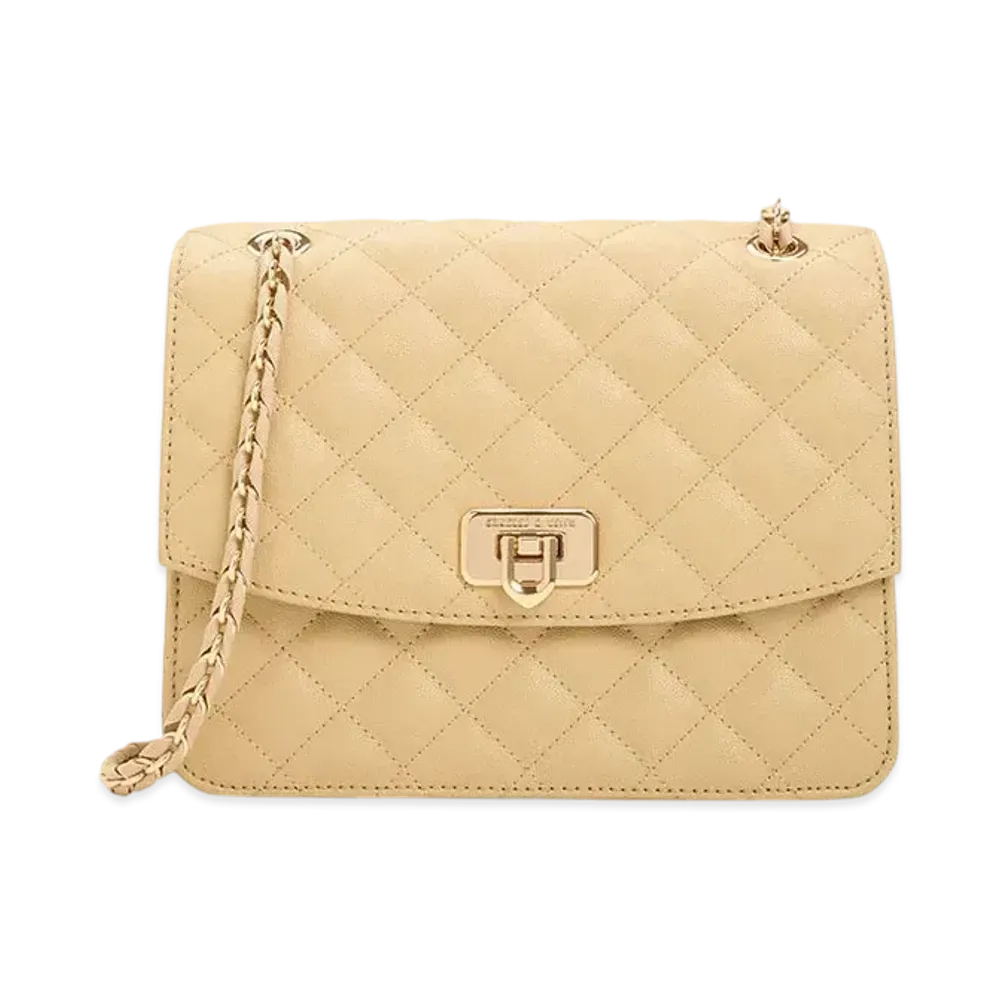 CHARLES & KEITH Cressida Quilted Chain Strap Bag "Beige"