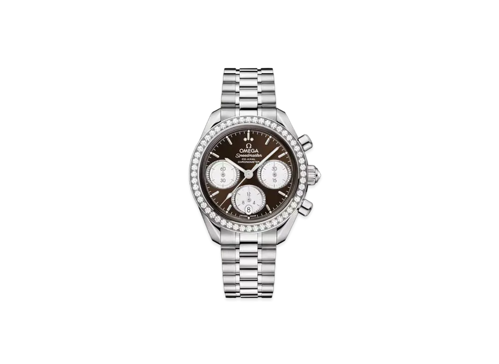 OMEGA Speedmaster Co-Axial Chronometer Bezel Diamonds 38MM "Stainless Steel/Brown" 324.15.38.50.63.001