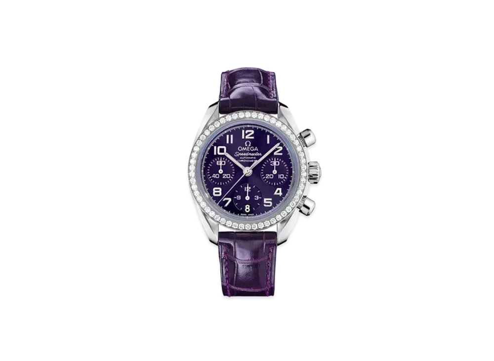 OMEGA Speedmaster Bezel Diamonds Chronograph 38MM "Stainless Steel/Violet" 324.18.38.40.10.001