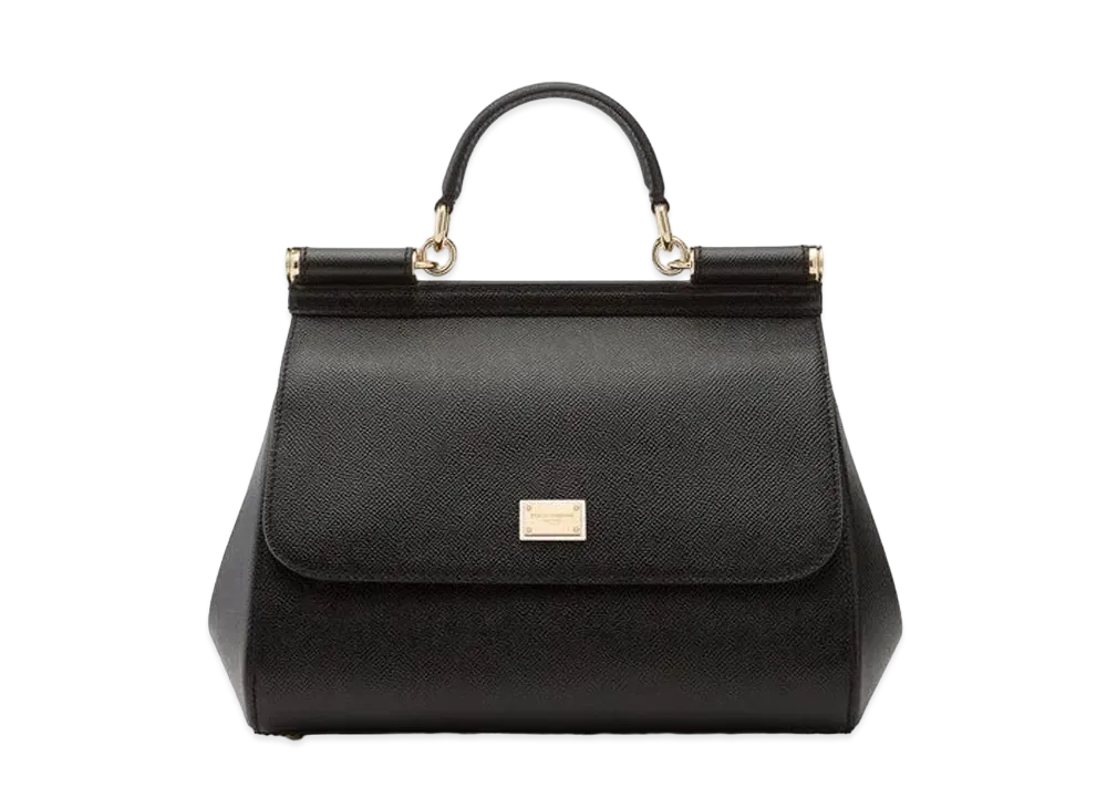 Dolce&Gabbana Sicily Bag Dauphine Leather Medium Size "Black"
