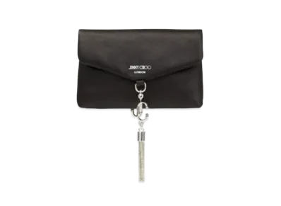 Jimmy Choo Soft Card Holder Satin Card Holder With Tassel "Silver/Black"